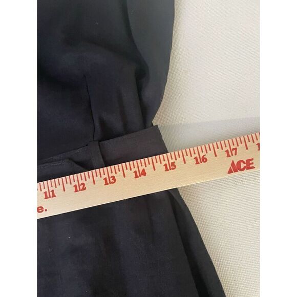 Banana Republic Size 6 Dress Black Linen Blend Cotton Spandex Midi Fit Belted - Picture 10 of 10